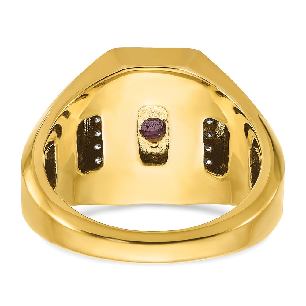 14k IBGoodman Men's Polished and Satin Gemstone and Diamond Ring Mounting