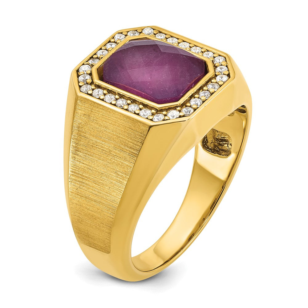 14k IBGoodman Men's Polished and Satin Gemstone and Diamond Ring Mounting