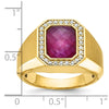 14k IBGoodman Men's Satin Ruby Doublet Stone and 1/4 carat Diamond Complete Ring
