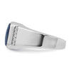 14k White Gold Men's Sapphire Doublet Stone and 1/6 carat Diamond Complete Ring