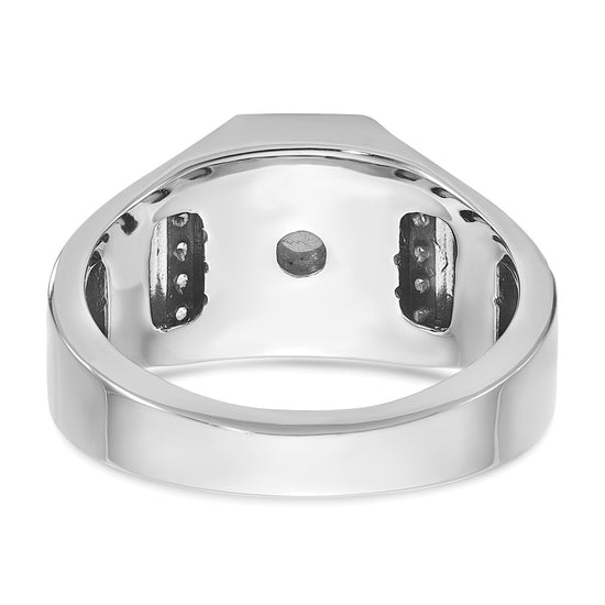 14k White Gold Men's Sapphire Doublet Stone and 1/6 carat Diamond Complete Ring