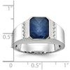 14k White Gold Men's Sapphire Doublet Stone and 1/6 carat Diamond Complete Ring