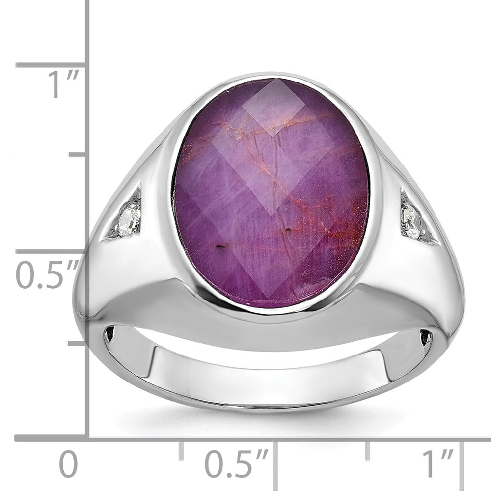 Men's Oval Gemstone Doublet and Diamond Rings