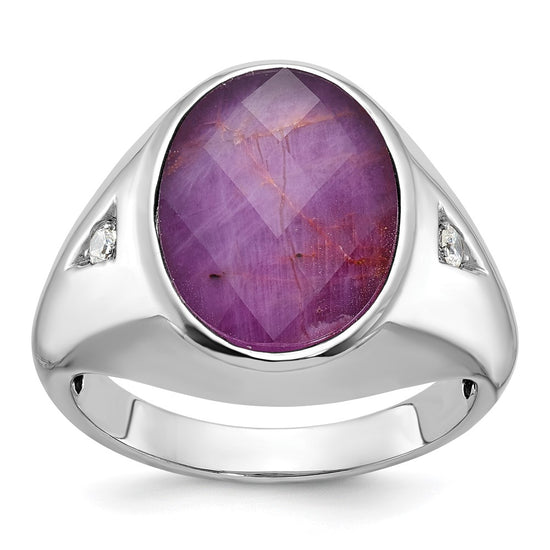 Men's Oval Gemstone Doublet and Diamond Rings