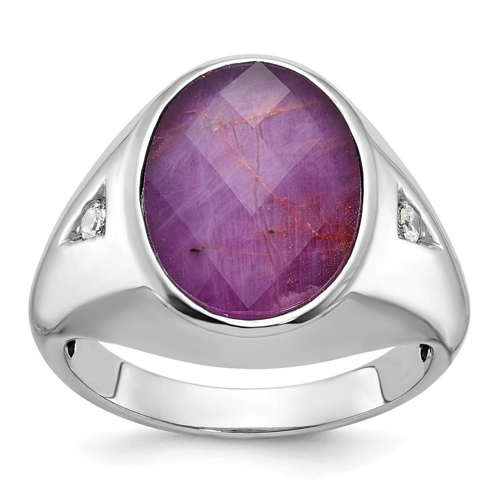 Men's Oval Gemstone Doublet and Diamond Rings