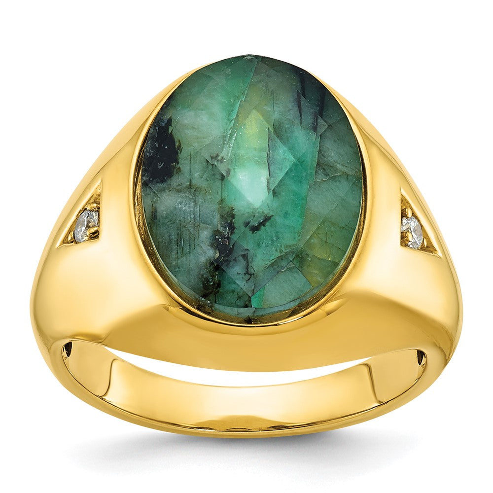 Men's Oval Gemstone Doublet and Diamond Rings