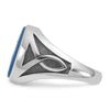 14k White Gold Mens with Black Rhodium Oval Blue Agate Complete Ring