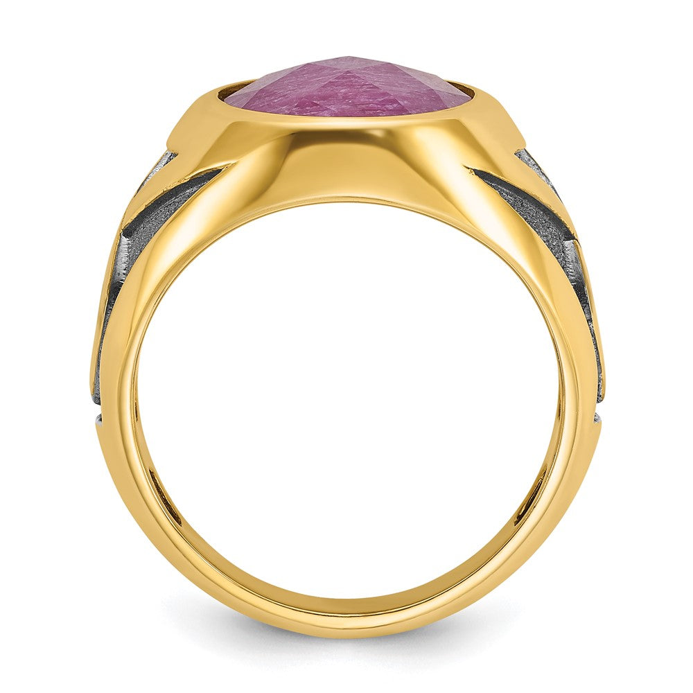 Men's w/Black Rhodium Ruby Doublet Stone Rings