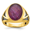 14k with Black Rhodium IBGoodman Men's Ruby Doublet Stone Complete Ring