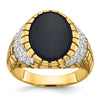 14k Mens Oval Onyx and 7/8 carat Diamond Nugget Complete Ring