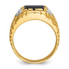 IBGoodman 10k Men's Polished and Nugget Textured Onyx and 1/4 Carat A Quality Diamond Ring