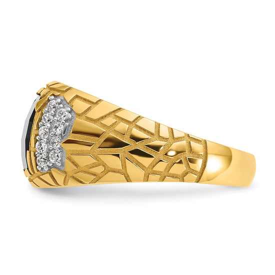 Men's Polished & Nugget Texture Gemstone & Diamond Rings