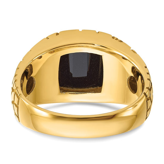 Men's Polished & Nugget Texture Gemstone & Diamond Rings