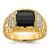 IBGoodman 10k Men's Polished and Nugget Textured Onyx and 1/4 Carat A Quality Diamond Ring