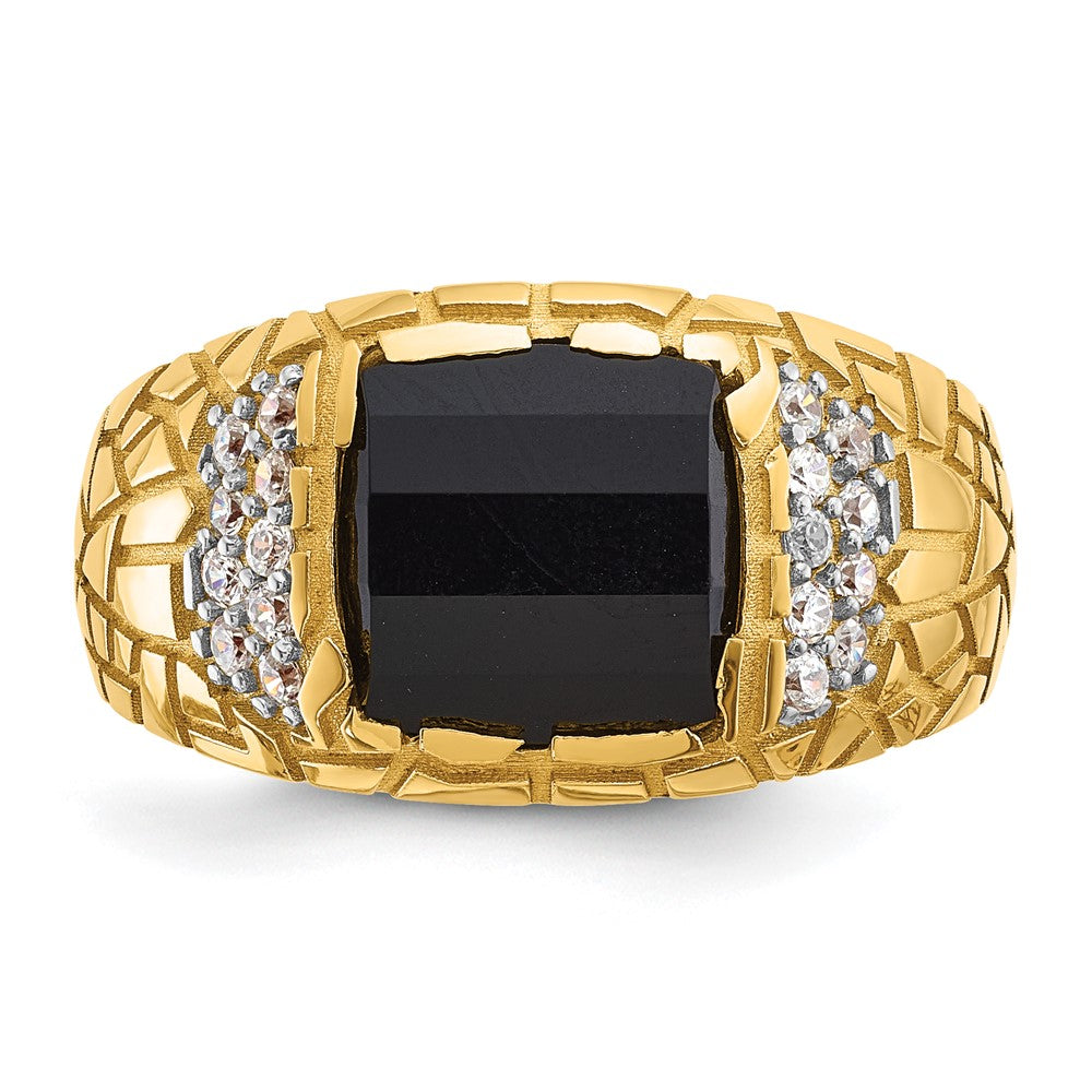 Men's Polished & Nugget Texture Gemstone & Diamond Rings