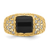 14k Mens Barrel Onyx and 1/4 carat Diamond Nugget Complete Ring