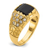 14k Mens Barrel Onyx and 1/4 carat Diamond Nugget Complete Ring