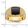 14k Mens Barrel Onyx and 1/4 carat Diamond Nugget Complete Ring