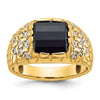 14k Mens Barrel Onyx and 1/4 carat Diamond Nugget Complete Ring