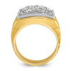 14k Two-tone Men's Polished Satin and Grooved 3 Carat AA Quality Diamond Cluster Ring