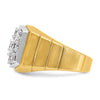 14k Two-tone Men's Polished Satin and Grooved 3 Carat AA Quality Diamond Cluster Ring
