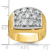 14k Two-tone Men's Polished Satin and Grooved 3 Carat AA Quality Diamond Cluster Ring