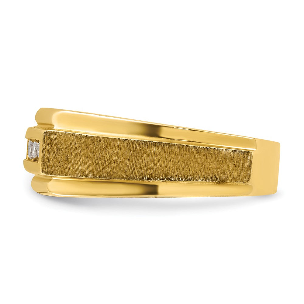 14k 1/4 carat Lab Grown Diamond VS/SI+ G+ Complete Polished and Satin Five Stone Men's Ring