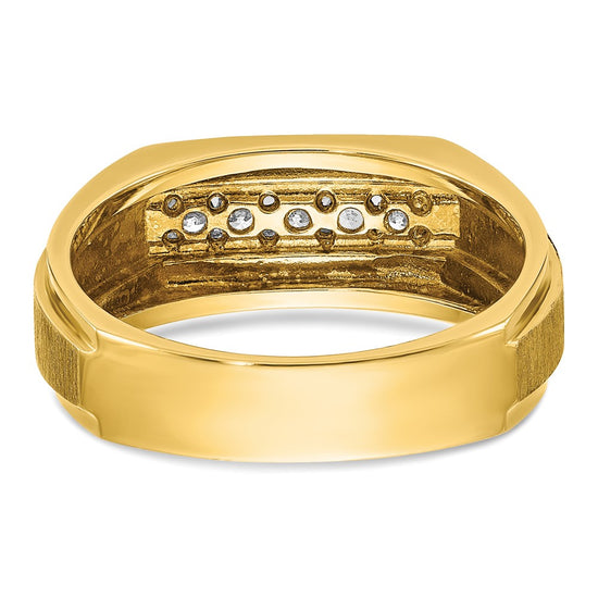 14k 1/4 carat Lab Grown Diamond VS/SI+ G+ Complete Polished and Satin Five Stone Men's Ring