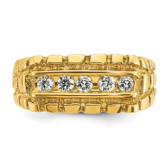 14k Men's 1/3 carat Diamond Nugget Complete Ring