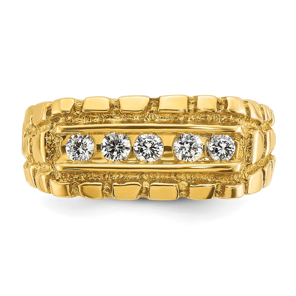 14k Men's 1/3 carat Diamond Nugget Complete Ring