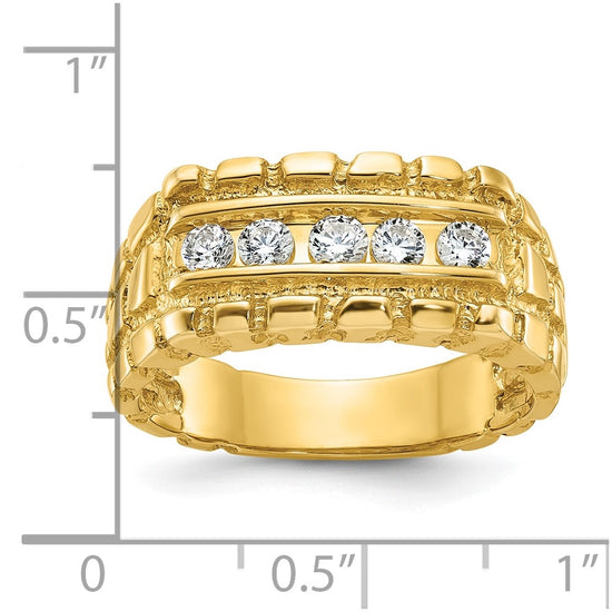 14k Men's 1/3 carat Diamond Nugget Complete Ring