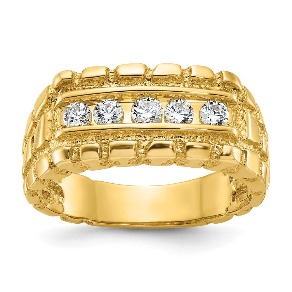 14k Men's 1/3 carat Diamond Nugget Complete Ring