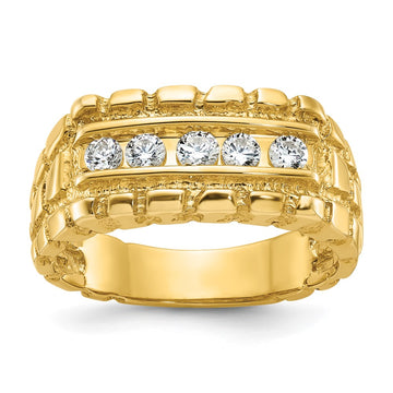 14k Men's 1/3 carat Diamond Nugget Complete Ring