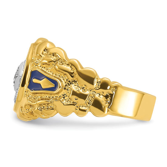 IBGoodman 14k Two-tone Men's Polished and Nugget Textured Blue Lodge Master Masonic Ring Mounting