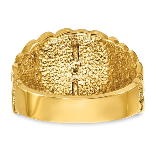 IBGoodman 14k Two-tone Men's Polished and Nugget Textured Blue Lodge Master Masonic Ring Mounting