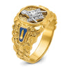 IBGoodman 14k Two-tone Men's Polished and Nugget Textured Blue Lodge Master Masonic Ring Mounting