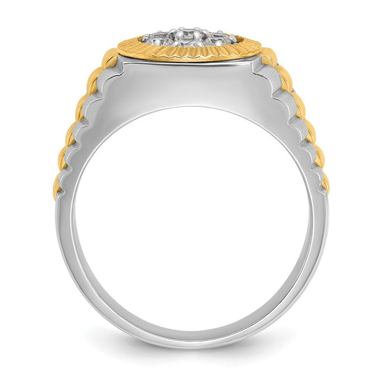 IBGoodman 14k Two-tone Men's Polished Satin and Textured Cluster Ring Mounting