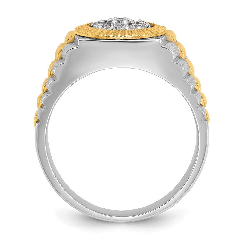 IBGoodman 14k Two-tone Men's Polished Satin and Textured Cluster Ring Mounting