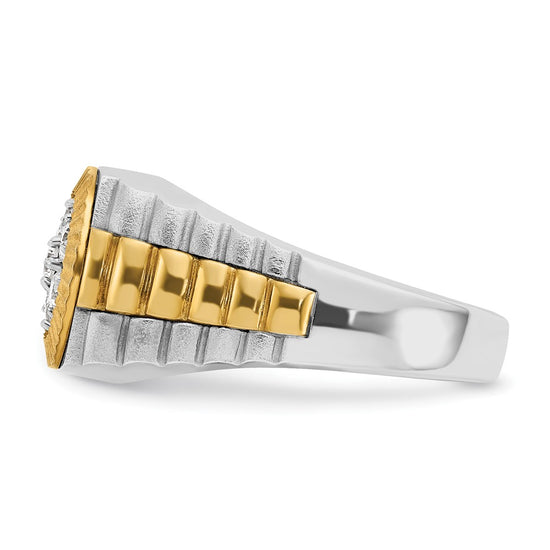 IBGoodman 14k Two-tone Men's Polished Satin and Textured Cluster Ring Mounting