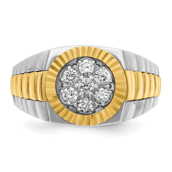 IBGoodman 14k Two-tone Men's Polished Satin and Textured Cluster Ring Mounting
