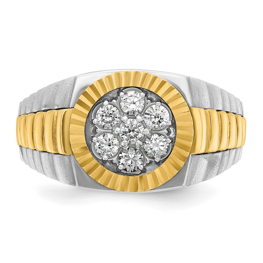 IBGoodman 14k Two-tone Men's Polished Satin and Textured Cluster Ring Mounting
