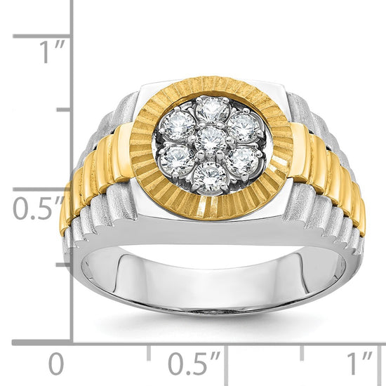 IBGoodman 14k Two-tone Men's Polished Satin and Textured Cluster Ring Mounting
