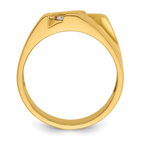 14k Men's Polished 4-Stone 1/3 Carat AA Quality Diamond Ring