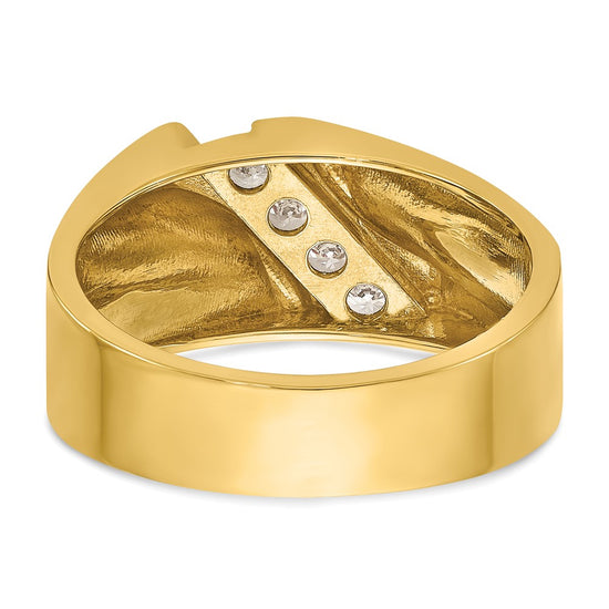 14k Men's Polished 4-Stone 1/3 Carat AA Quality Diamond Ring