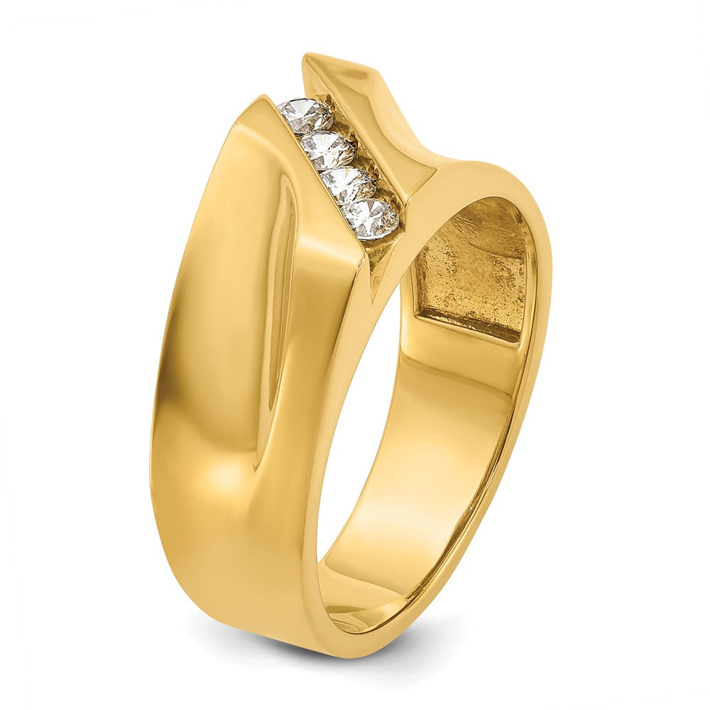 14k Men's Polished 4-Stone 1/3 Carat AA Quality Diamond Ring