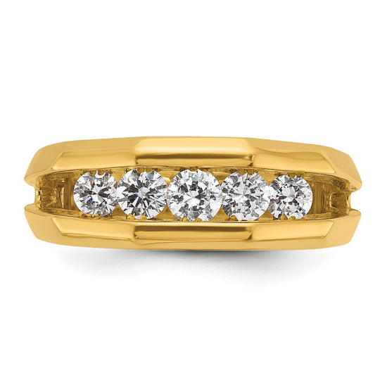 IBGoodman 14k Men's Polished Cut-Out 5-Stone 3/4 Carat AA Quality Diamond Ring