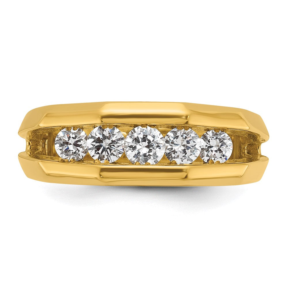 IBGoodman 14k Men's Polished Cut-Out 5-Stone 3/4 Carat AA Quality Diamond Ring