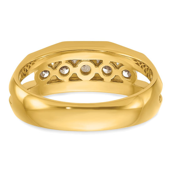 IBGoodman 14k Men's Polished Cut-Out 5-Stone 3/4 Carat AA Quality Diamond Ring