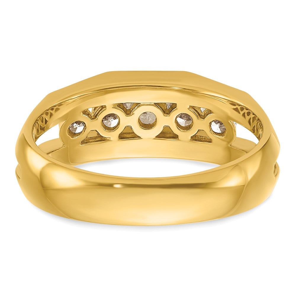 IBGoodman 14k Men's Polished Cut-Out 5-Stone 3/4 Carat AA Quality Diamond Ring