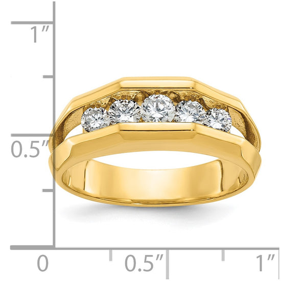 IBGoodman 14k Men's Polished Cut-Out 5-Stone 3/4 Carat AA Quality Diamond Ring